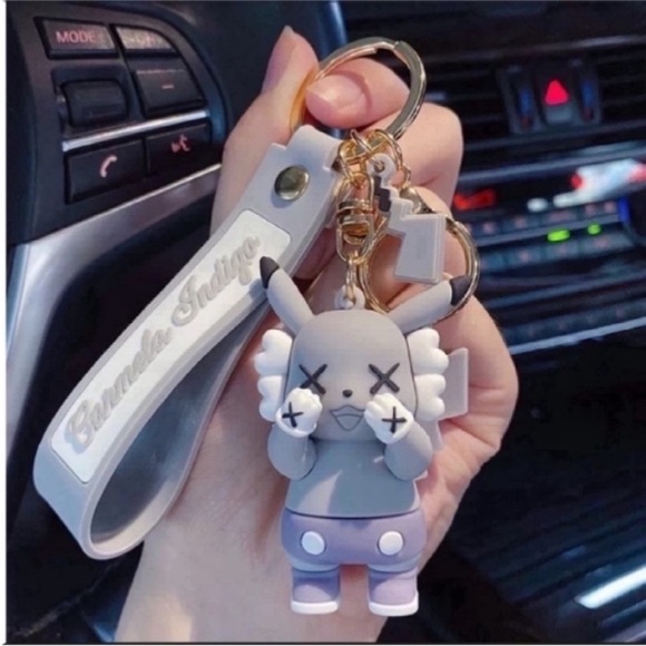 Pikachu Gray key ring Key Chain bag Charm Key fob  pendant New Cute In S… - Picture 1 of 10